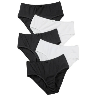Abbildung von Ulla Popken Damen Slips, 5er pack Taillenslip, Schwarz weiß, 46 48 EU