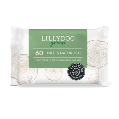 Abbildung von LILLYDOO green Natürliche Feuchttücher, 60 Stück, 100% plastikfreies Tuch, ohne Parfüme