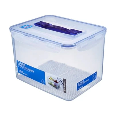 Abbildung von LocknLock PP Classic Aufbewahrungsbox mit Griff und Gitter, 10 L, 295 x 230 203 mm, 100 % luft wasserdichte Vorratsbox, Cleveres Verschluss System, Deckel, Mehrfarbig
