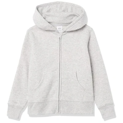 Abbildung von Amazon Essentials Mädchen Fleece Kapuzenpullover mit Reißverschluss, Hellgrau Meliert, 8 Jahre
