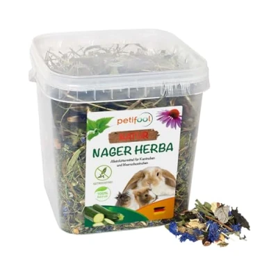 Abbildung von petifool Nager Herba 430g Alleinfutter für Nagerfutter Kaninchen und Meerschweinchen ohne künstliche Zusätze 100% Natur artgerechtes Futter