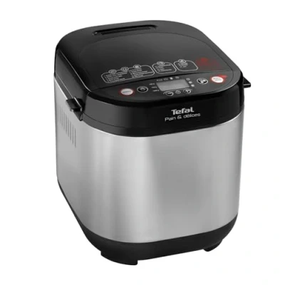 Abbildung von Tefal PF240E Brotbackautomat Pain&amp;Délices 20 Backprogramme 3 Brotgrößen und Bräunungsstufen einstellbar auch für Kuchen Pizza Nudelteig Backform antihaftbeschichtet Schwarz/Edelstahl