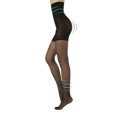 Abbildung von Calzitaly Strumpfhose mit hoher Taille, aus Nylon, 20 Denier, durchsichtig (Sheer) , Schwarz XXL