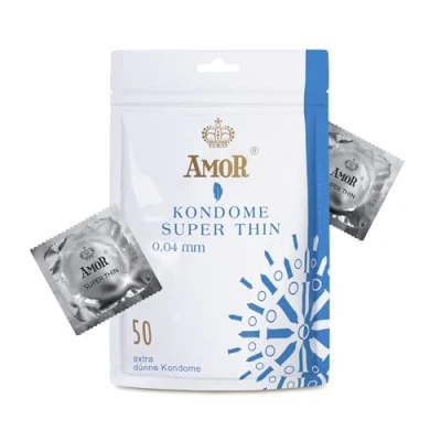 Abbildung von AMOR Premium Kondome Super Thin, Extra dünne Wanddicke 0.04 mm, Ø 53 50 Stück