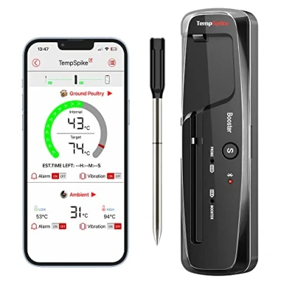 Abbildung von ThermoPro TempSpike Fleischthermometer Kabellos Grillthermometer Bluetooth IP67 Kerntemperaturmesser TP961 150m Bratenthermometer für Backofen, Grill, Rotisserie, Sicher im Geschirrspüler
