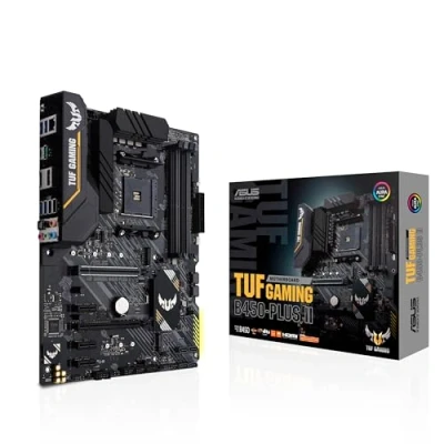 Abbildung von Asus TUF Gaming B450 Plus II Mainboard Sockel AM4 (ATX, AMD Ryzen, DDR4 Speicher, M.2, USB 3.1 Gen1+ Gen2, Aura Sync, Ai Noise Cancelling Mikrofon)