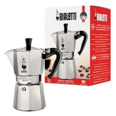 Abbildung von Bialetti Moka Express Kaffeebereiter, Aluminium, für 9 Tassen, 420 ml, silberfarben