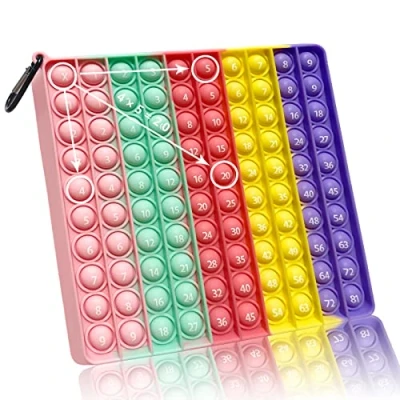 Abbildung von KICOSOADT Fidget Toys,Squeeze Toys groß,Rainbow Push Pop Bubble Sensory Toy für Kinder und Erwachsene, Stress Relief for Kids Adults (9*9 Makaron)