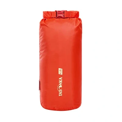 Abbildung von Tatonka Packsack Dry Sack 4l Wasserdichter Packbeutel mit Rollverschluss und Steckschließe Aus recyceltem Polyester 4 Liter Volumen (rot)