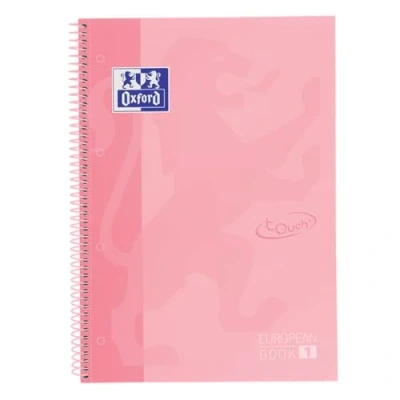 Abbildung von Oxford A4 European Book 1, liniert, 160 Seiten mit farbigen Rändern, Touch Hardcover, Whiteboard, pastell rosa