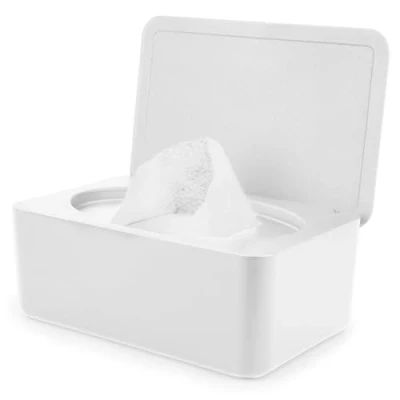Abbildung von Feuchttücher Box, Feuchtes Toilettenpapier Box mit Deckel, Nachfüllbare Feuchttücherbox für Babys &amp; Erwachsene, Feuchttuchspender Hält Tücher Frisch, Aufbewahrungsbox Zuhause und Büro, Weiß