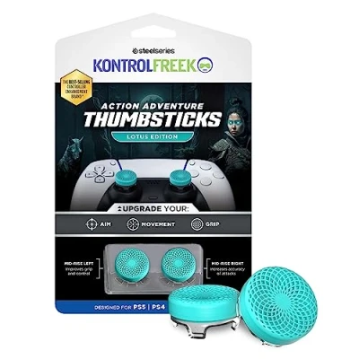 Abbildung von KontrolFreek Lotus für Playstation 5 (PS4) und 4 Performance Thumbsticks 2 mittelhohe konkave Blaugrün/transparent