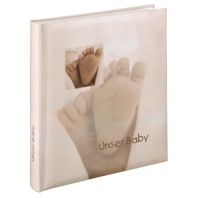 Abbildung von Hama Babyalbum Baby Feel (Fotoalbum mit 60 Seiten für 300 Fotos, Fotobuch Kinderfotos, Album Format 29 x 32 cm) sand