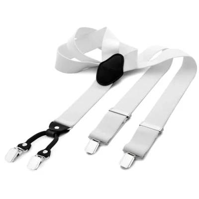 Abbildung von DonDon Hosenträger Herren breit 3,5 cm mit 4 Clips extra stark in Y Form elastisch und längenverstellbar, Weiß