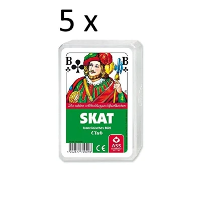 Abbildung von Ass Altenburger Spielkarten Skat Französisches Bild, Blatt im Plastiketui, 5er Pack