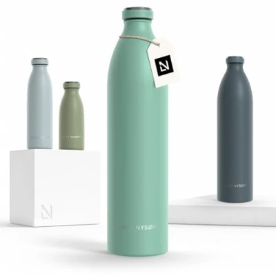 Abbildung von LARS NYSØM Edelstahl Trinkflasche 350ml, 500ml, 750ml, 1L, 1 5 liter Thermosflasche Kohlensäure geeignet Wasserflasche auslaufsicher für Sport, Outdoor, Schule (Aqua Turquoise, XL 1500ml)