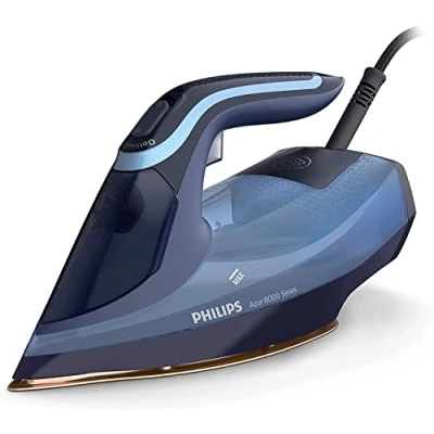 Abbildung von Philips Azur 8000 Serie Dampfbügeleisen 55 g/min Dauerdampf, 240 g Dampfstoß, 3000 W, OptimalTEMP Technologie, SteamGlide Elite, Hellblau (DST8020/20)