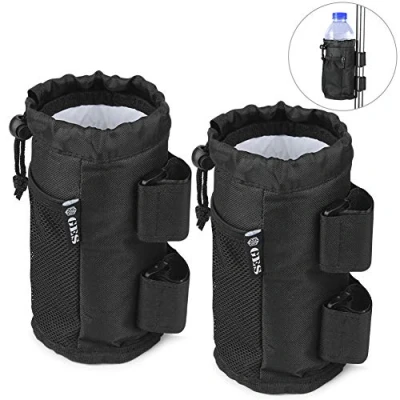 Abbildung von GES UTV Getränkehalter, 2er Pack Rollbar Getränkehalter mit Netztasche und Kordelverschluss, Zubehör für ATV, Kinderwagen, Rollstuhl, Roller, Boot Golfwagen