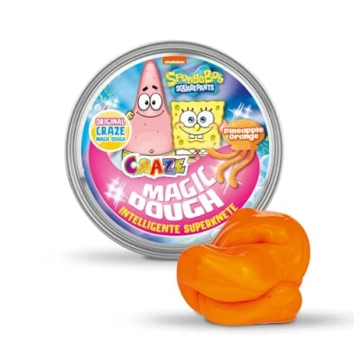 Abbildung von MAGIC DOUGH SpongeBob Knete Kinder 70g Dose , Magische Knetmasse in Schwammkopf Design, 3 Farbvarianten, glutenfrei