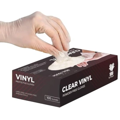 Abbildung von K MART Einweg Vinylhandschuhe, puderfreie und latexfreie transparent Einmalhandschuhe mit 100 Stück/Box (XL)