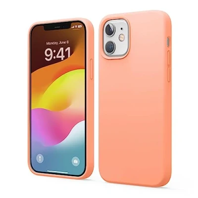Abbildung von elago Liquid Silicone Case Kompatibel mit iPhone 12 Hülle &amp; Pro (6,1&quot;), Hochwertiges Silikon, Rundumschutz Handyhülle : 3 Layer Struktur Schutzhülle (Orange)