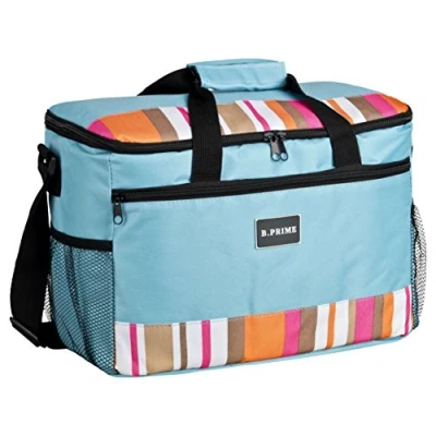 Abbildung von B.PRIME 20L Kühltasche Classic BLAU I 36x26x22cm Isoliertasche Lunch Tasche Kühlbox Picknick Eistasche Campingtasche Outdoor Reisen Einkauf Auto