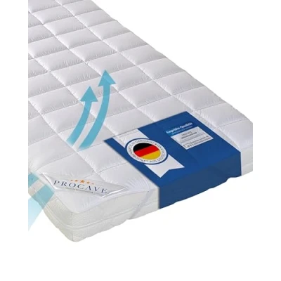 Abbildung von PROCAVE Matratzenschoner Micro Comfort Matratzenbezug Matratzentopper atmungsaktive Matratzenauflage Made in Germany Matratzenschutz mit Eckgummis 100x190 cm Weiß
