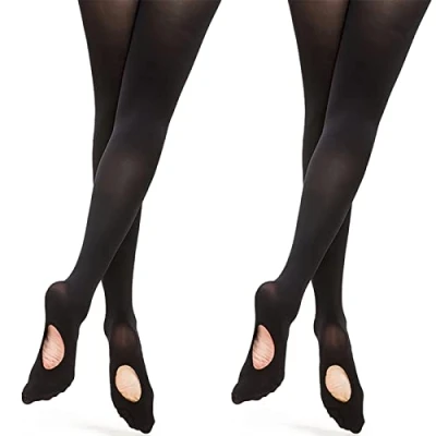 Abbildung von DANCEYOU 2 Paare Ballettstrumpfhose Tanzstrumpfhosen für Mädchen Kinder und Damen Schwarz L