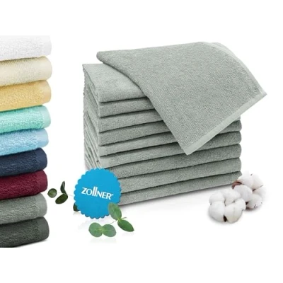 Abbildung von ZOLLNER 10er Set Gästehandtücher in 30x50 cm saugstarke und weiche Gästetücher hellgrau mit praktischem Aufhänger waschbar bis 60C Baumwolle Hotelqualität