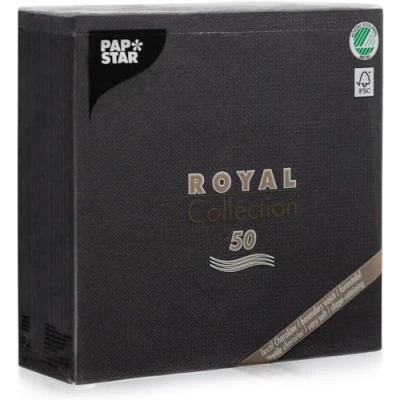 Abbildung von Papstar Servietten / Tissueservietten schwarz &quot;Royal Collection&quot; 40 X cm, 1/4 Falz, ideal für Gastronomie, Haushalt oder Feste, #10452, 1 50er Pack