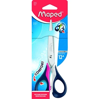 Abbildung von Helit M069600 Schere Sensoft 3D 16 cm mit ergonomisch, geformte Griff Löchern erhältlich in schwarz/ hellblau, rot oder pink, keine Farbauswahl möglich