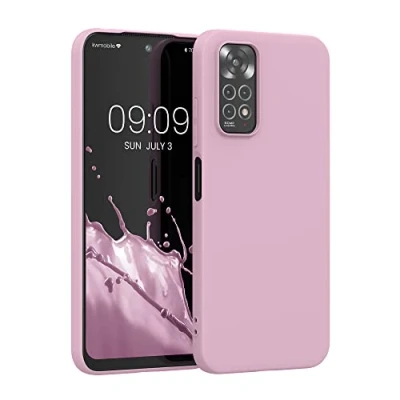 Abbildung von kwmobile Hülle kompatibel mit Xiaomi Redmi Note 11 / 11S weiches TPU Silikon Case Cover geeignet für kabelloses Laden Altrosa