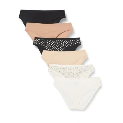 Abbildung von Amazon Essentials Damen Bikinihose aus Baumwolle (in Übergröße erhältlich), 6er Pack, Floral/Mehrfarbig, 38