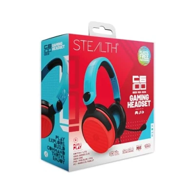 Abbildung von STEALTH C6 100 Rot &amp; Blau Over Ear Gaming Headset PS4/PS5, Xbox, Switch, PC mit flexiblem Mikrofon, 3.5mm Klinkenstecker, 1.5m Kabel, leicht, Komfortabel