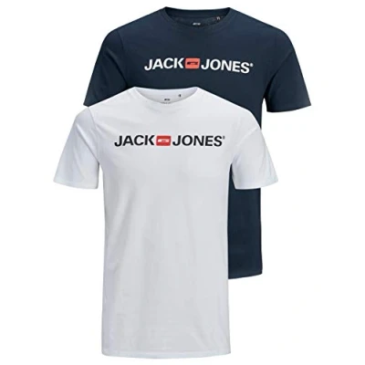 Abbildung von JACK &amp; JONES Herren JJECORP Logo Tee SS Crew Neck 2er PACK T Shirt, Black/2 W. Black/REG FIT, M