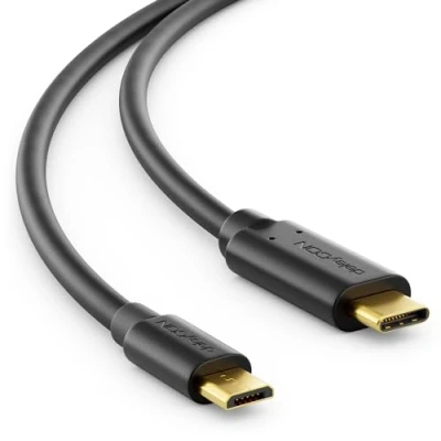Abbildung von deleyCON 1m USB C auf Micro Ladekabel &amp; Datenkabel von Kompatibel für Handy Smartphone Tablet mit Buchse Oder Ladeadapter Notebook Schwarz