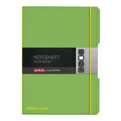 Abbildung von Herlitz 11361458 Notizheft (A4, PP Wechselcover mit Verschlußgummi, 80g/m²) 80 Blatt, Hellgrün