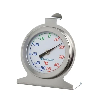 Abbildung von Lantelme Kühlschrank Gefrierschrankthermometer Edelstahl 50C bis Kompaktes Analog Thermometer für präzise Temperaturkontrolle Kühltheken Kühlschrankthermometer zum stellen oder hängen