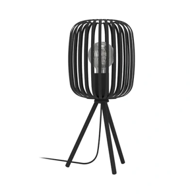 Abbildung von EGLO Tischlampe Romazzina, Stativ Nachttischlampe, Dreibein Tischleuchte aus Metall in Schwarz, Deko Schlafzimmer, Wohnzimmer Tisch Lampe mit E27 Fassung