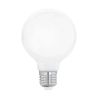 Abbildung von EGLO E27 LED Lampe, Glühbirne Globe Milky, 9 Watt (entspricht 75 Watt), 1055 Lumen, Leuchtmittel warmweiß, 2700 K, Glühlampe G80, Ø 8 cm
