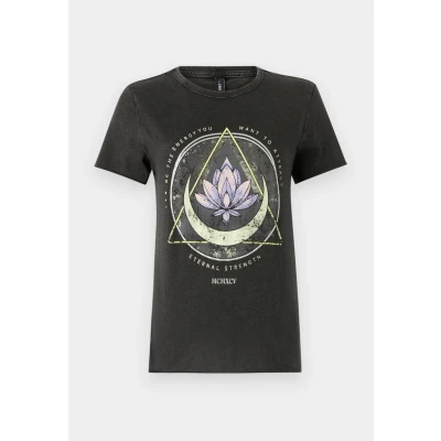 Abbildung von ONLY Damen ONLLUCY REG S/S JRS NOOS Top, Black/Print:Lotus,XL