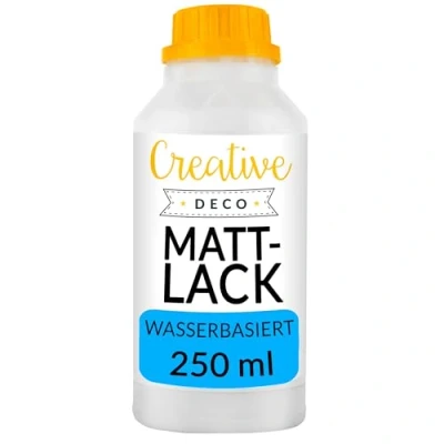 Abbildung von Creative Deco Acryl Mattlack Firnis 250 ml Flasche Klarlack Oberflächenfinish auf Wasserbasis Permanenter farbloser Lack Verwendung im Innen und Außenbereich Bastelprojekte Gemälde