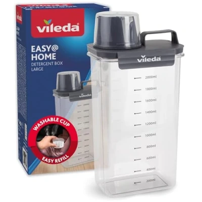 Abbildung von Vileda Waschmittelbox 2300ml grau Praktische Aufbewahrung für Waschpulver Inklusive Messbecher präzises Dosieren Luftdicht &amp; Platzsparend