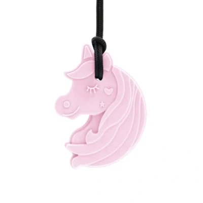 Abbildung von ARK® Kauhalskette in verschiedenen Stärken und Formen mit einstellbarer Abreißleine ATC Pflegeanleitung Sensory Halskette, Beißblock, Kauen, Zahnen, Autismus (Einhorn, extra fest rosa)