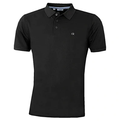 Abbildung von Calvin Klein Herren Campus 3 Knopf Kragen Polo Hemd Schwarz M