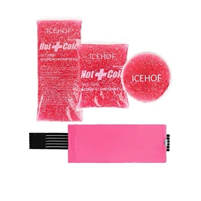 Abbildung von ICEHOF Kühlpads (3x) mit Vlies Hülle Inkl. Klettband Kuschelweich, lange Kühldauer, Kühlpack Gel Glitzer Pink Rosa Kühlgel Kühlkompresse Kühlkompressen Kühlbeutel Eisbeutel Kältekompresse