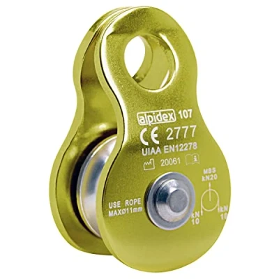 Abbildung von ALPIDEX Seilrolle Umlenkrolle 20 kN Mobile Pulley Flaschenzug für Seile bis 11 mm Durchmesser EN12278, Farbe: Green