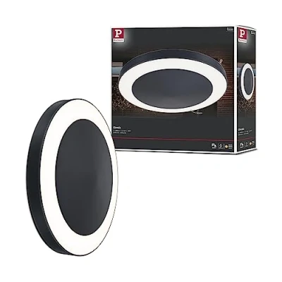 Abbildung von Paulmann 94526 LED Außenleuchte Deckenleuchte Circula mit Dämmerungs /Bewegungssensor IP44 rund incl. 1x14 W Warmweiß Anthrazit Kunststoff 3000 K