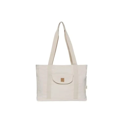 Abbildung von Jollein Wickeltasche Shopper Twill, Natural Baumwolle Kinderwagentasche Babytasche Multifunktional Hellbeige