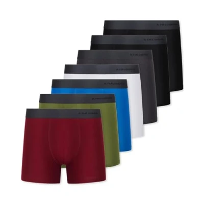 Abbildung von FM London 7er Pack Boxershorts für Herren ohne Etikett Atmungsaktive, Weiche und Dehnbare Unterhosen Männer mit Hohem Baumwollanteil Dunkel Sortiert,L